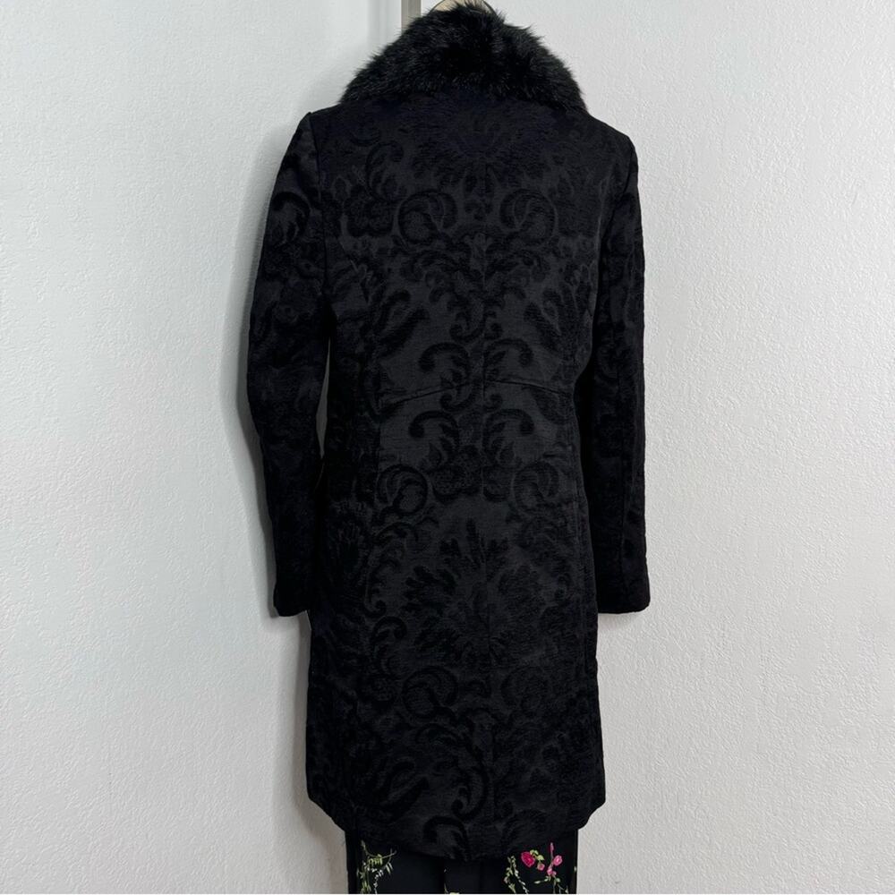 Y2K Brocade Coat Black Faux Fur Coller Goth Size Large Whimsigoth Goth - Picture 6 of 12